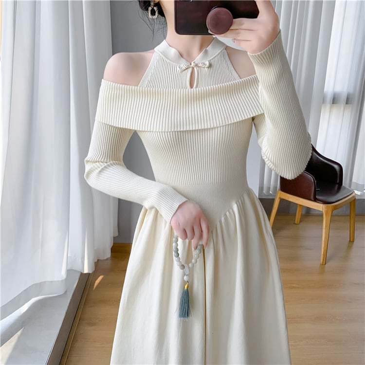 【dress】切り替えニットワンピース　M26174