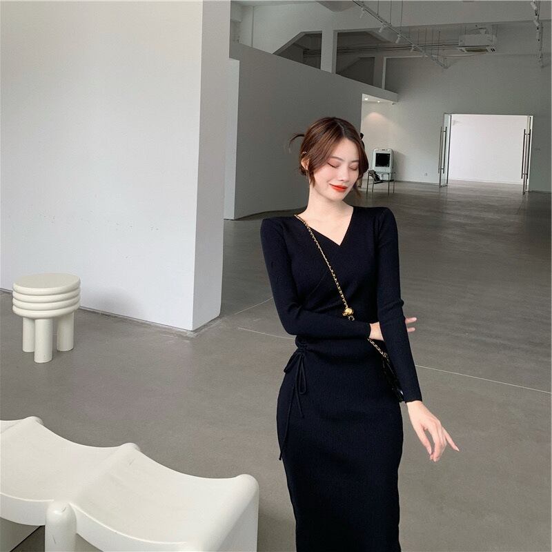 【dress】Vネックニットワンピース　M17513