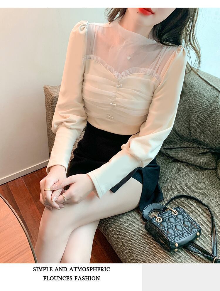 【tops】チュールコンビブラウス　M29369