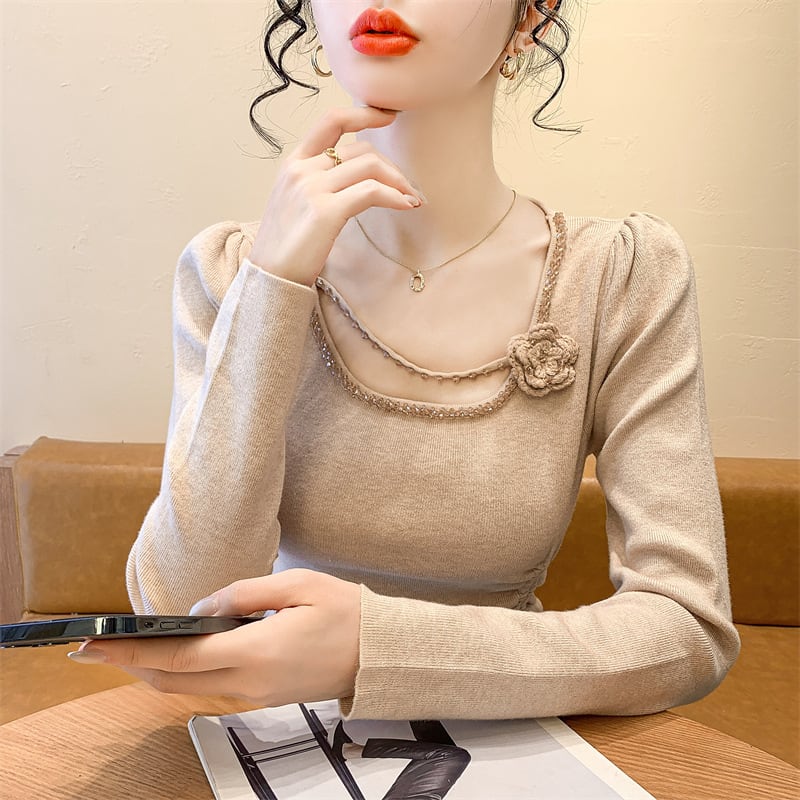 【tops】ビジュー不規則 イレギュラーニットトップス　M28665
