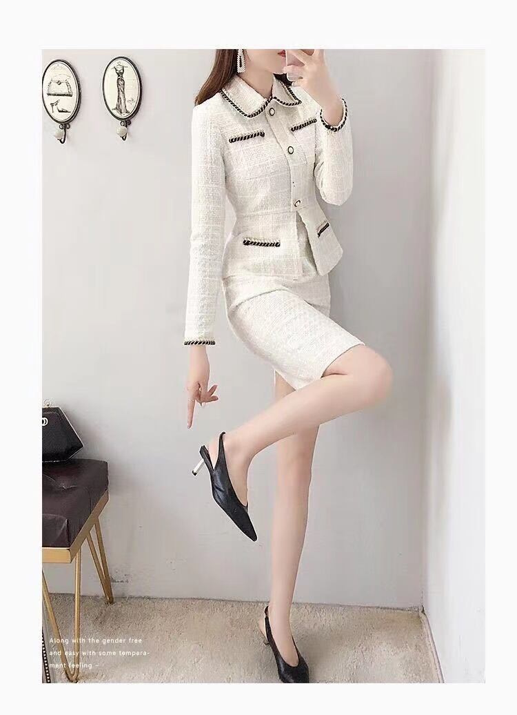 【dress】激安販売中エレガントラペル長袖体型カバー配色OL通勤タイト厚手フォーマルワンピースF1408