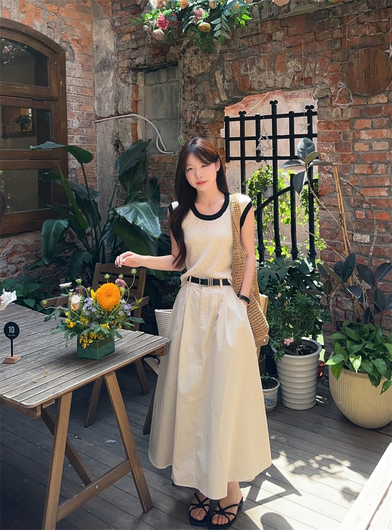 【set】ニットTシャツスカートセット　M23993