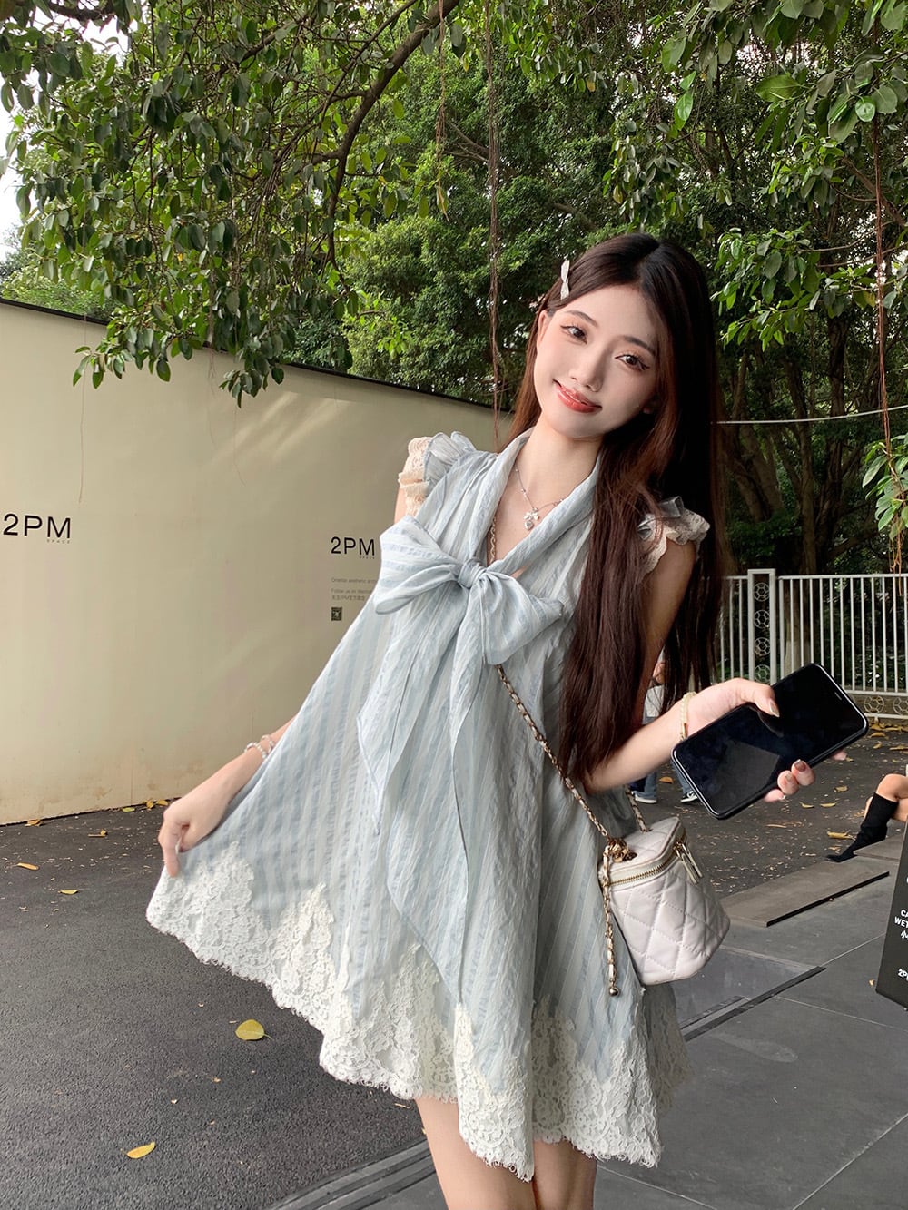【dress】レースリボン付きワンピース　M25059