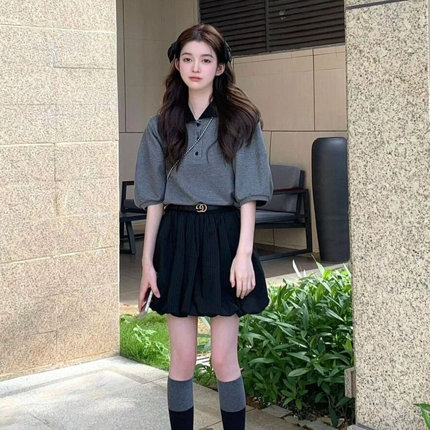 【set】パフスリーブTシャツ+スカート２点セットG21349