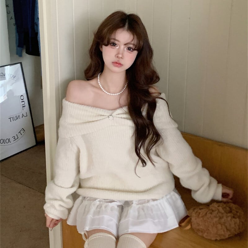 【tops】ボートネックニットセーター　M27363