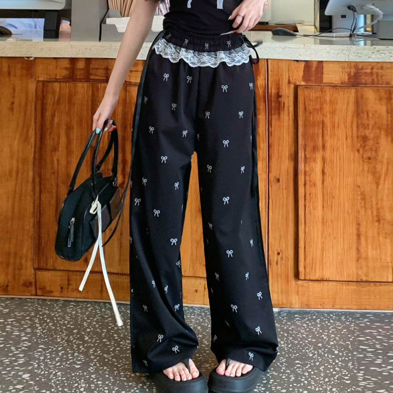 【bottoms】レース切替ガウチョパンツF8281