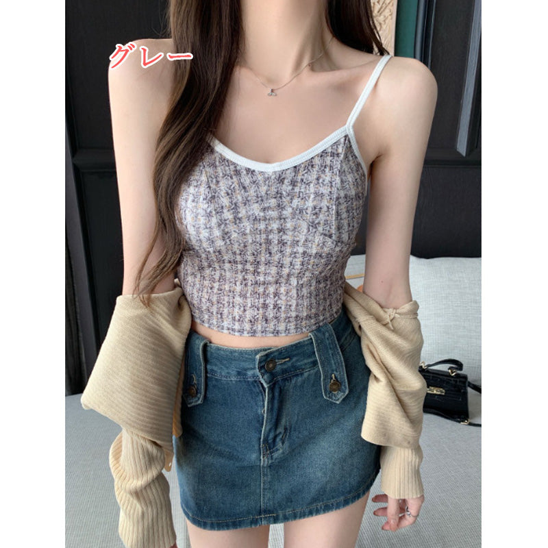 【tops】4色VネックタンクトップF7594