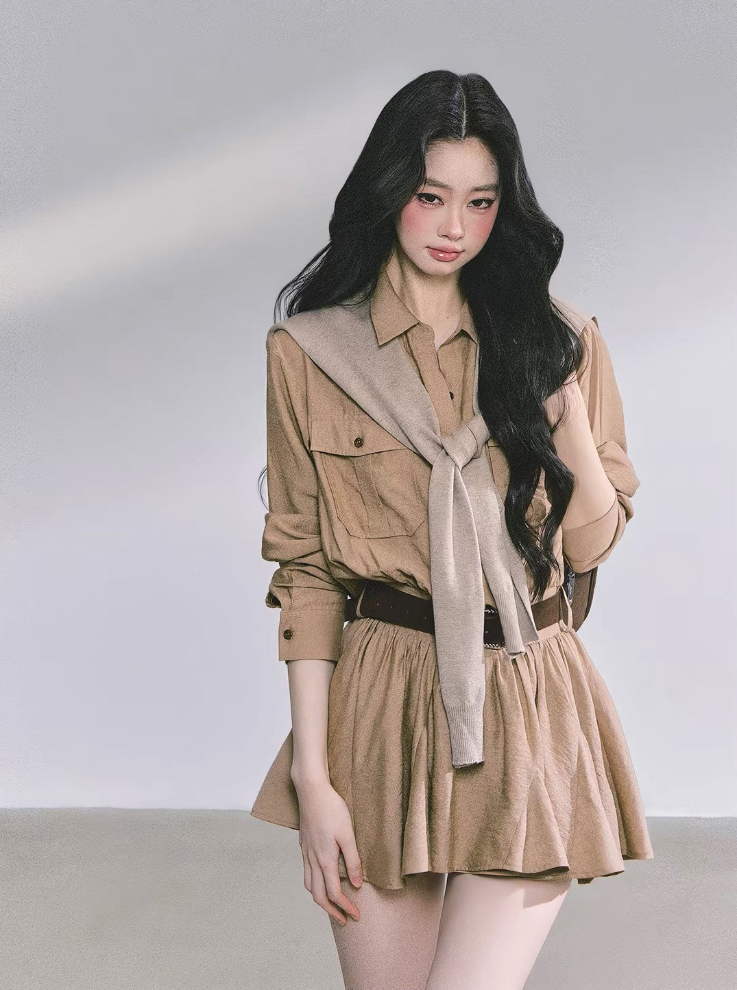 【dress】ストール付きAラインワンピース Q8905