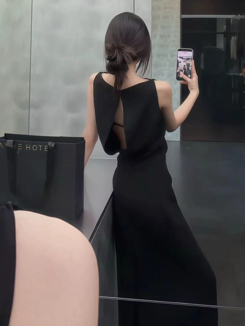【dress】ノースリーブバックオーポンロングワンピース Q8948