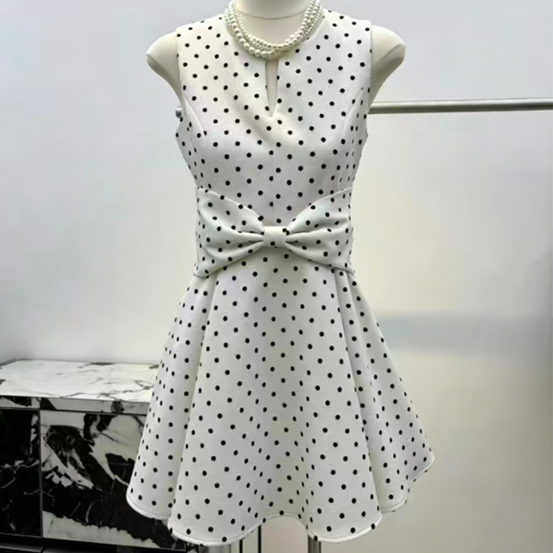 【dress】リボンドット柄ミニワンピース　N3586