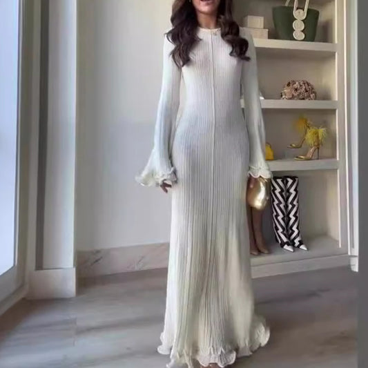 【dress】長袖ニットワンピースF7948