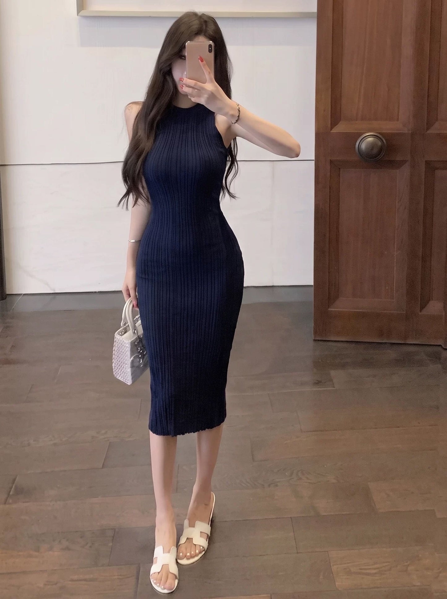 【dress】ニットベストワンピース Q8892