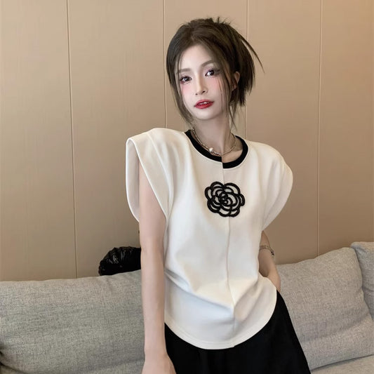 【tops】4色半袖英字柄TシャツF7810