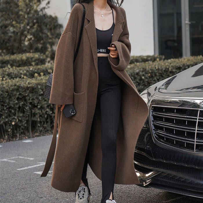 【outer】大きいラペルニットカーディガンF8323