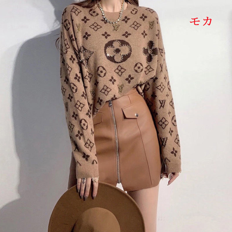 【tops】2色長袖ニットセーターF8144