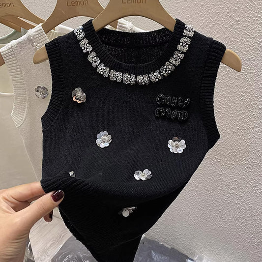 【tops】キラキラニットタンクトップF7775