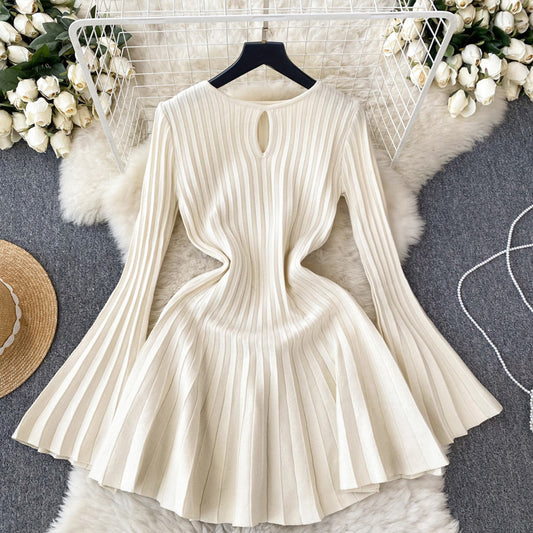 【dress】2色フレアスリーブニットワンピースF7964