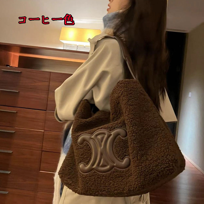 【小物】4色ふわふわトートバッグF8397