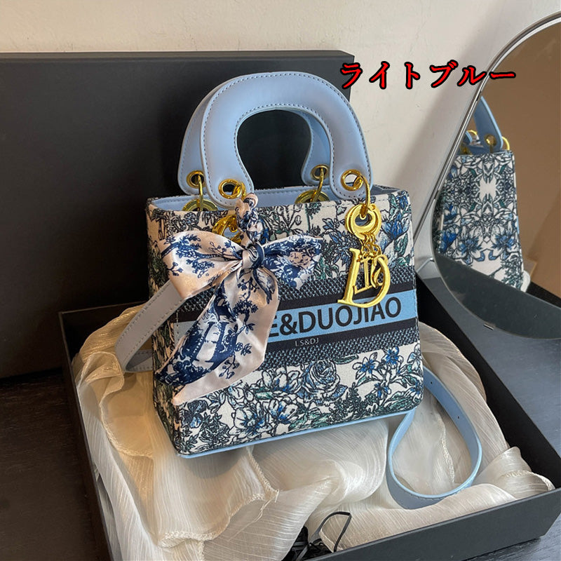 【小物】2way花柄バッグF7785