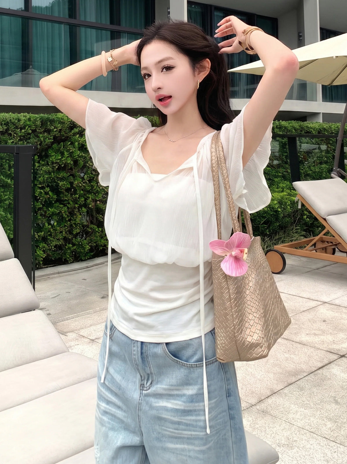 【tops】シアーチュールドッキングトップス Q8845