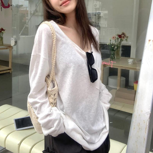 【tops】長袖ゆったりTシャツF7884