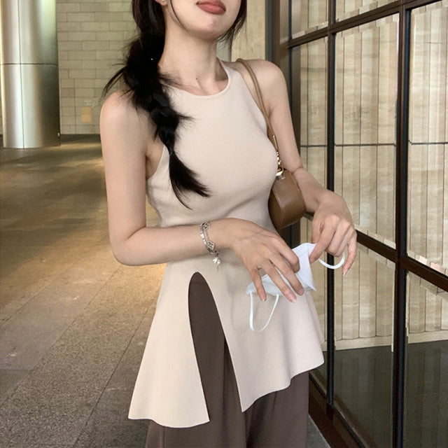 【tops】3色スリットタンクトップF7585