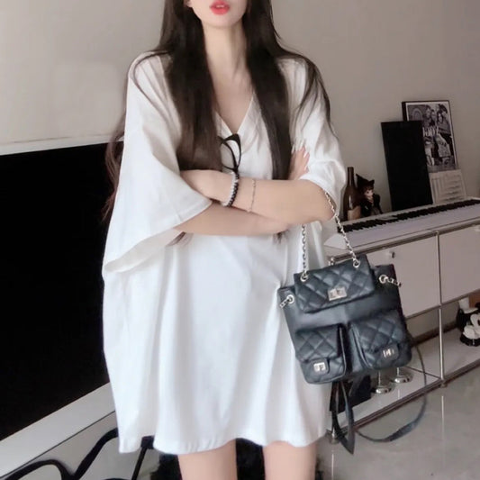 【tops】Vネック半袖TシャツF7880