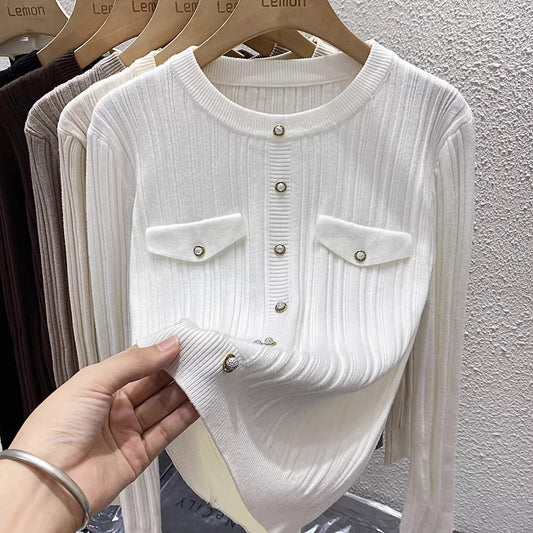 【tops】4色長袖ニットセーターF7982