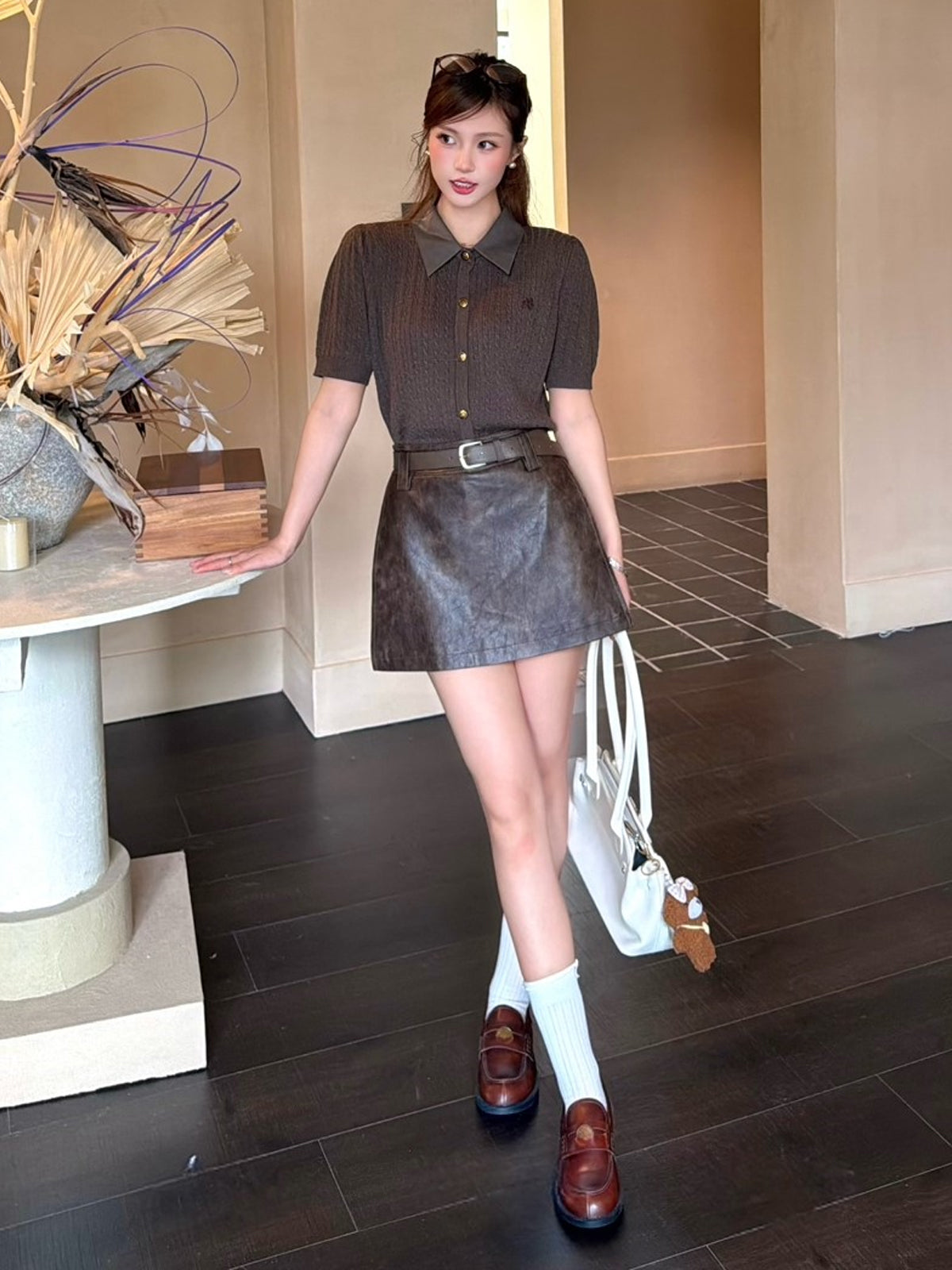 【tops】ポロネックニットトップス Q8938