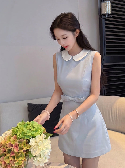 【dress】ノースリーブピーターパンカラーワンピース Q8742