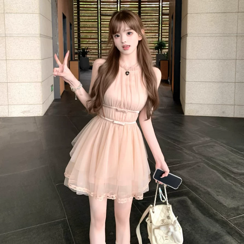 【dress】バックリボンチュールミニワンピース　M31380