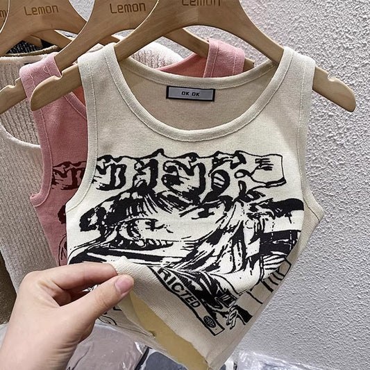 【tops】2色ノースリーブニットタンクトップF7770