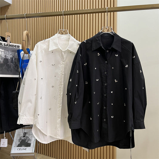 【tops】2色長袖キラキラブラウスF8022