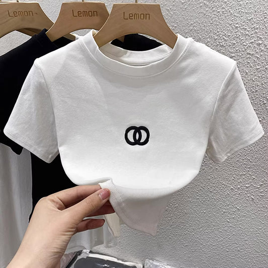 【tops】2色半袖ショート丈TシャツF7866