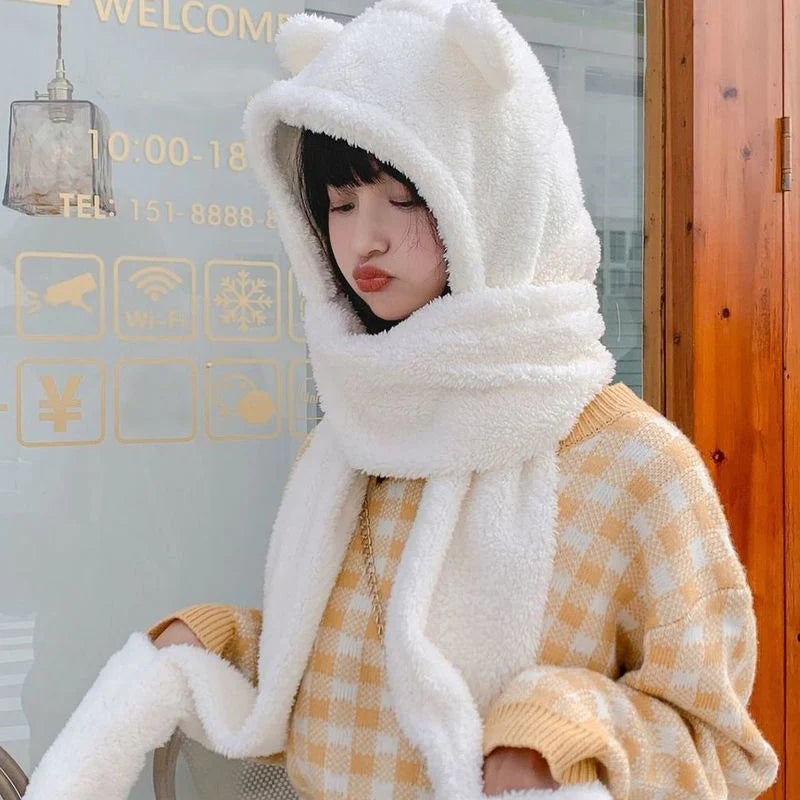 【小物】あったか一体化帽子F8268