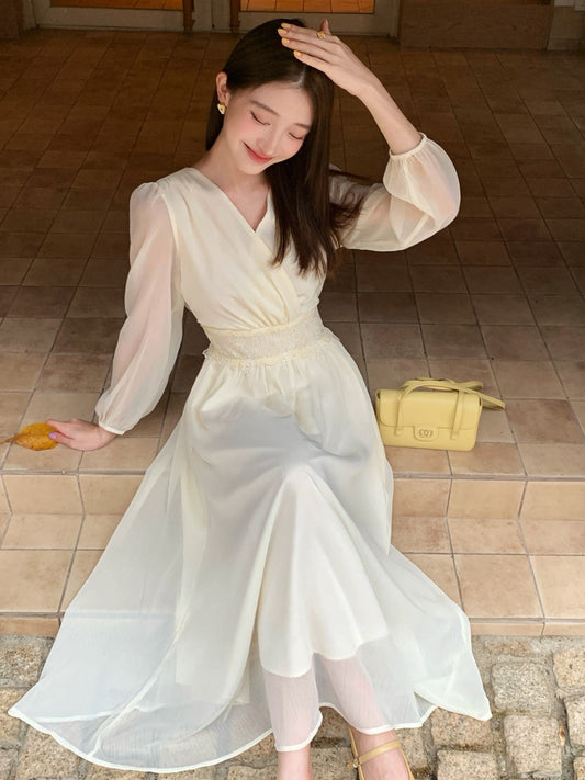 【dress】レースドッキングロングワンピース Q8932