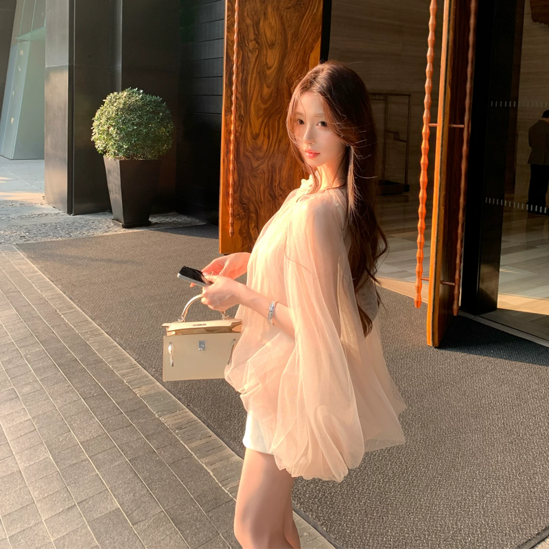 【tops】チュールフェイクレイヤードトップス Q8388