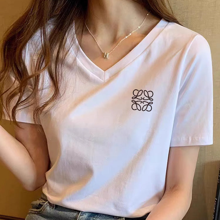 【tops】2色Vネック半袖ＴシャツF7777