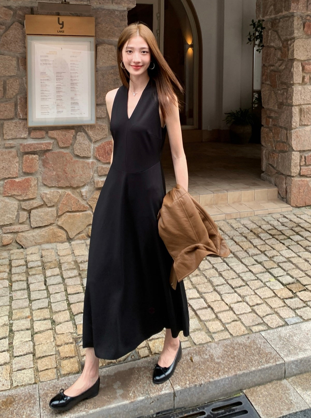 【dress】ノースリーブロングワンピース Q8931