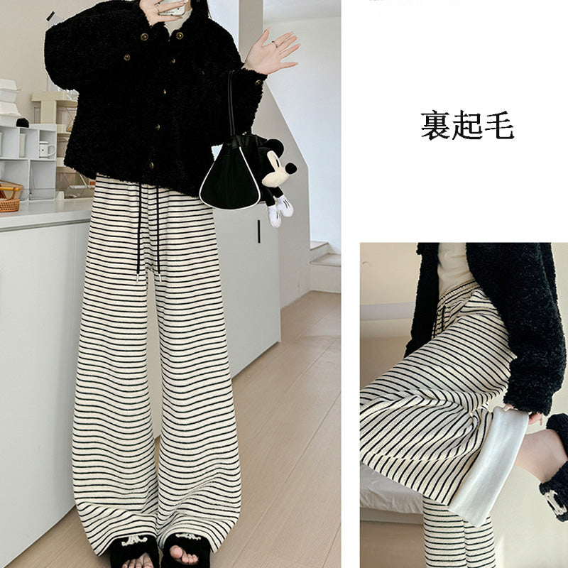 【bottoms】ボーダー柄ガウチョパンツF8398