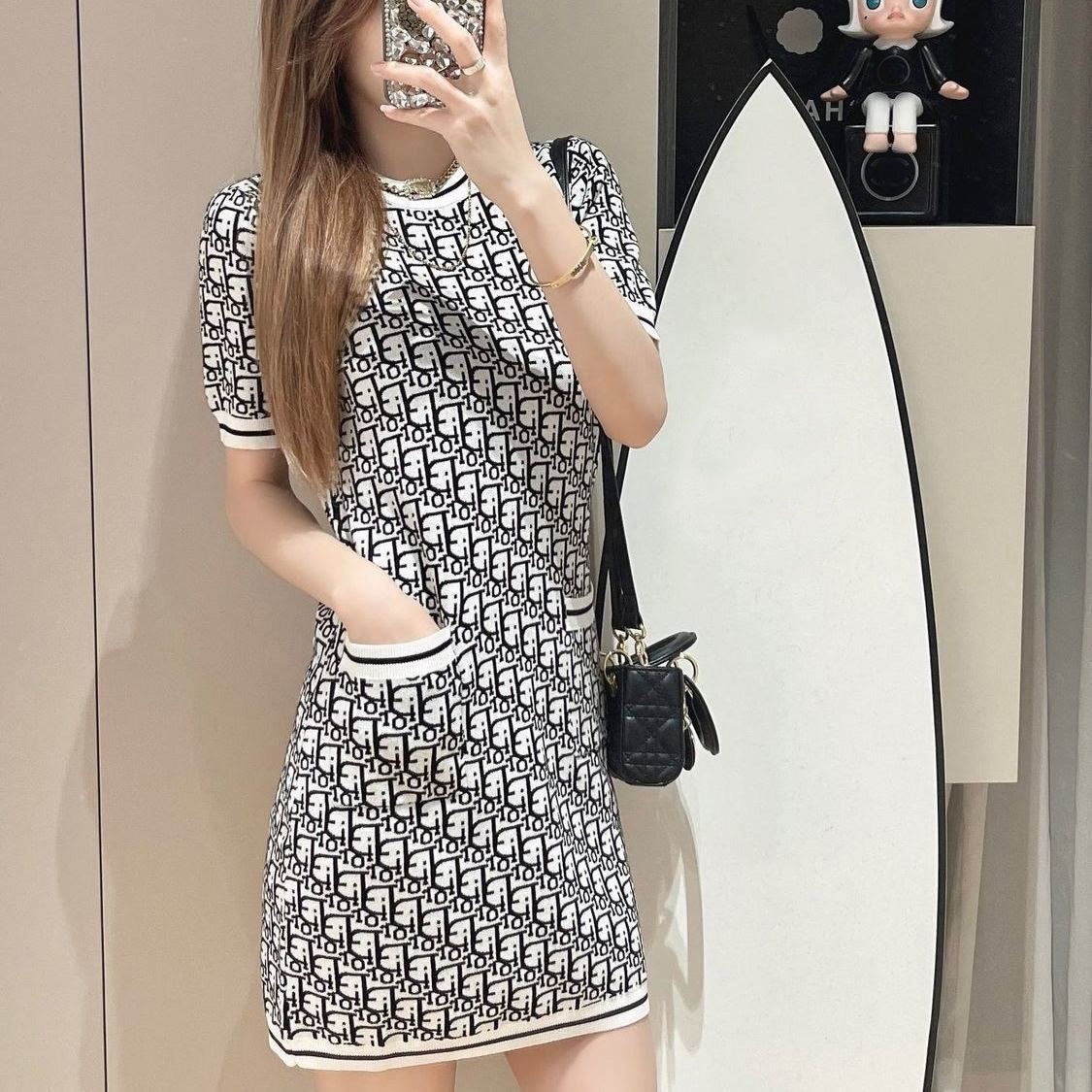 【dress】2色英字柄デートワンピースF7674