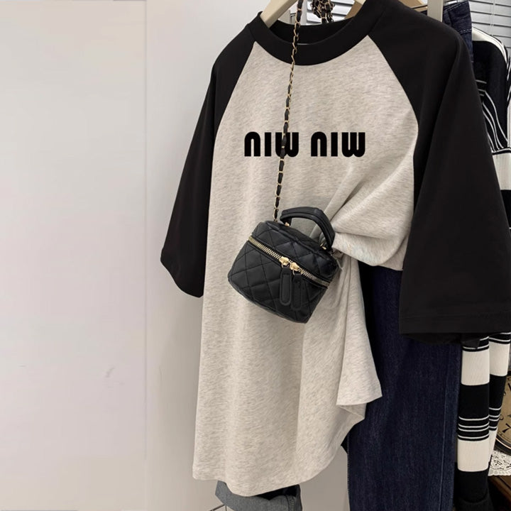 【tops】半袖英字柄TシャツF7548