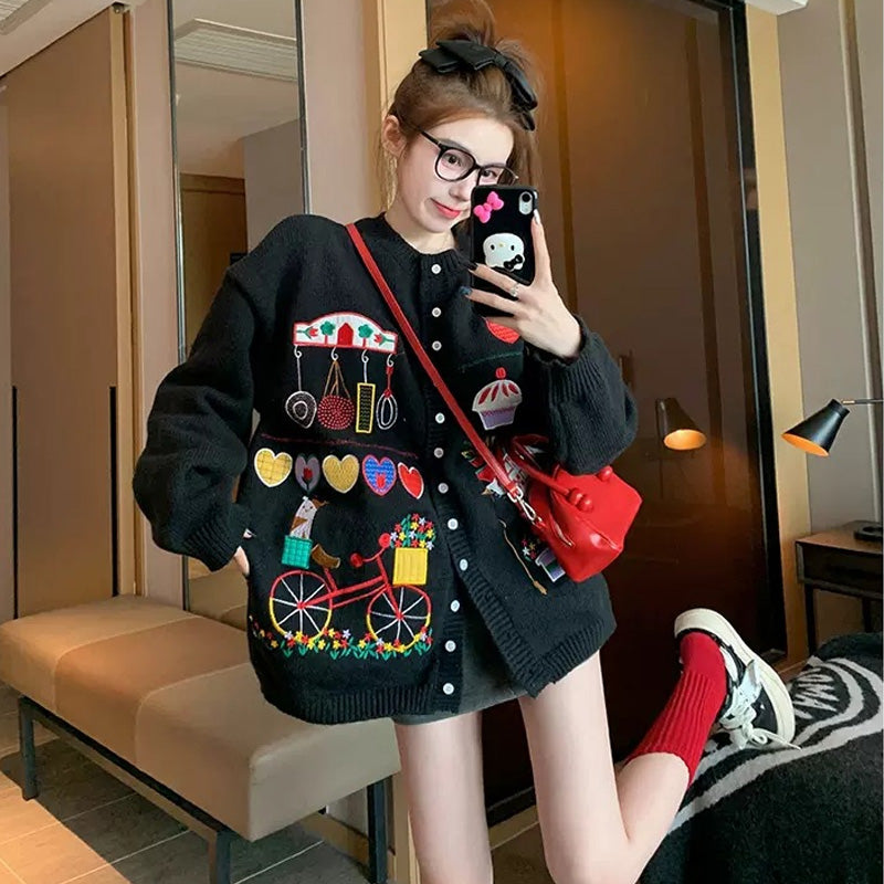 【outer】ラウンドネックニットカーディガンF8472