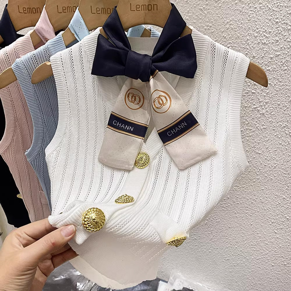 【tops】4色リボン付きキャミソール F7576