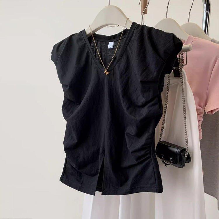 【tops】2色フレンチスリーブタンクトップF7853