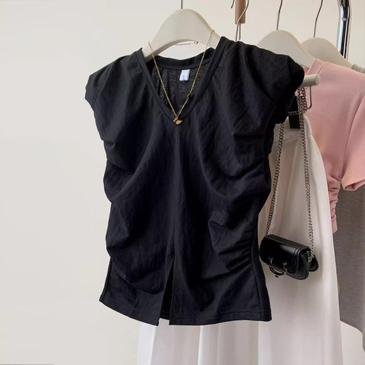 【tops】2色フレンチスリーブタンクトップF7853