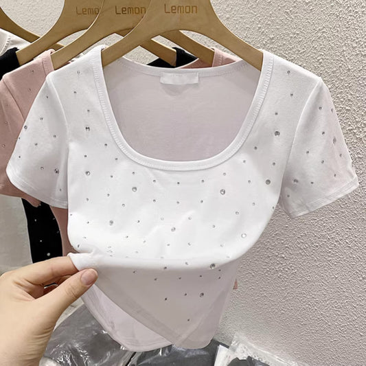 【tops】3色半袖キラキラTシャツF7761