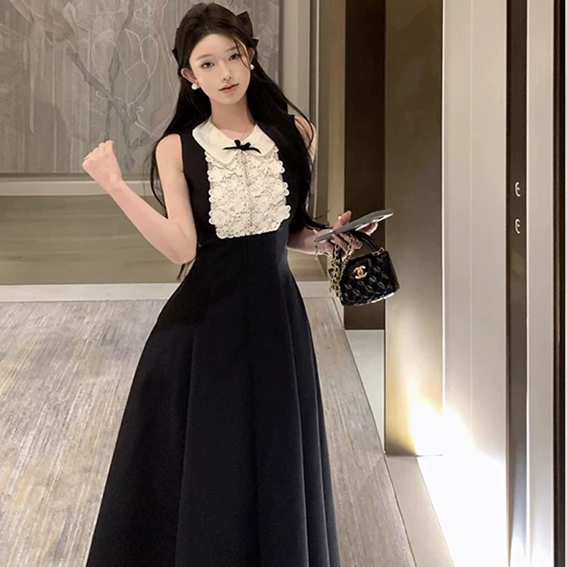 【dress】ノースリーブレースドッキングワンピース　M31116