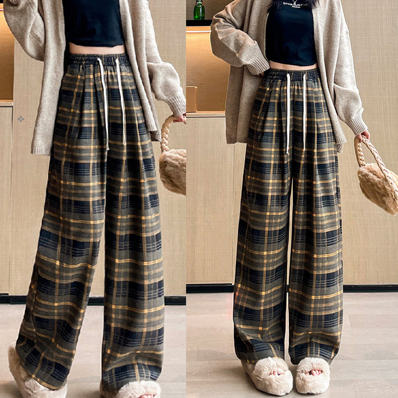 【bottoms】チェック柄ガウチョパンツF8293