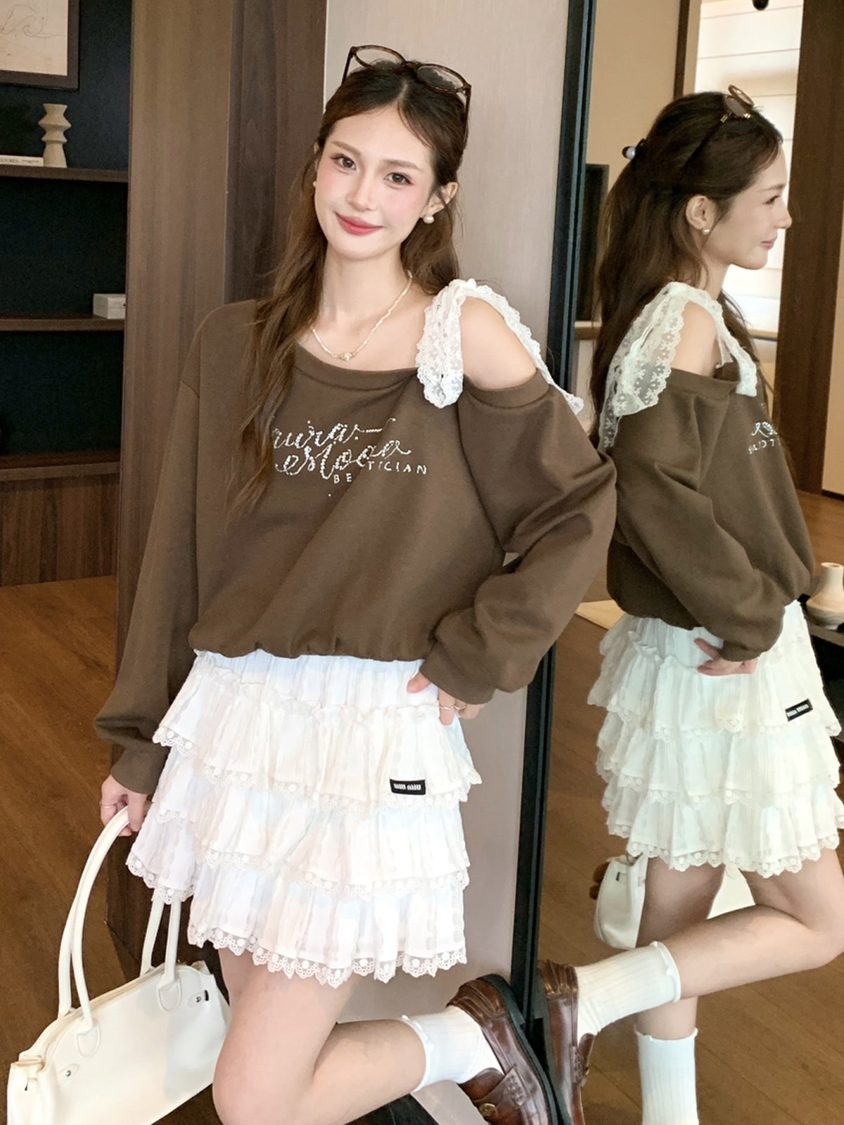 【tops】リボン付きワンショルダートップス Q8941